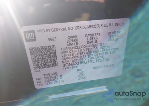 2024 Chevrolet Equinox Fwd Ls из США, поврежденный, VIN 3GNAXHEG7RL121345